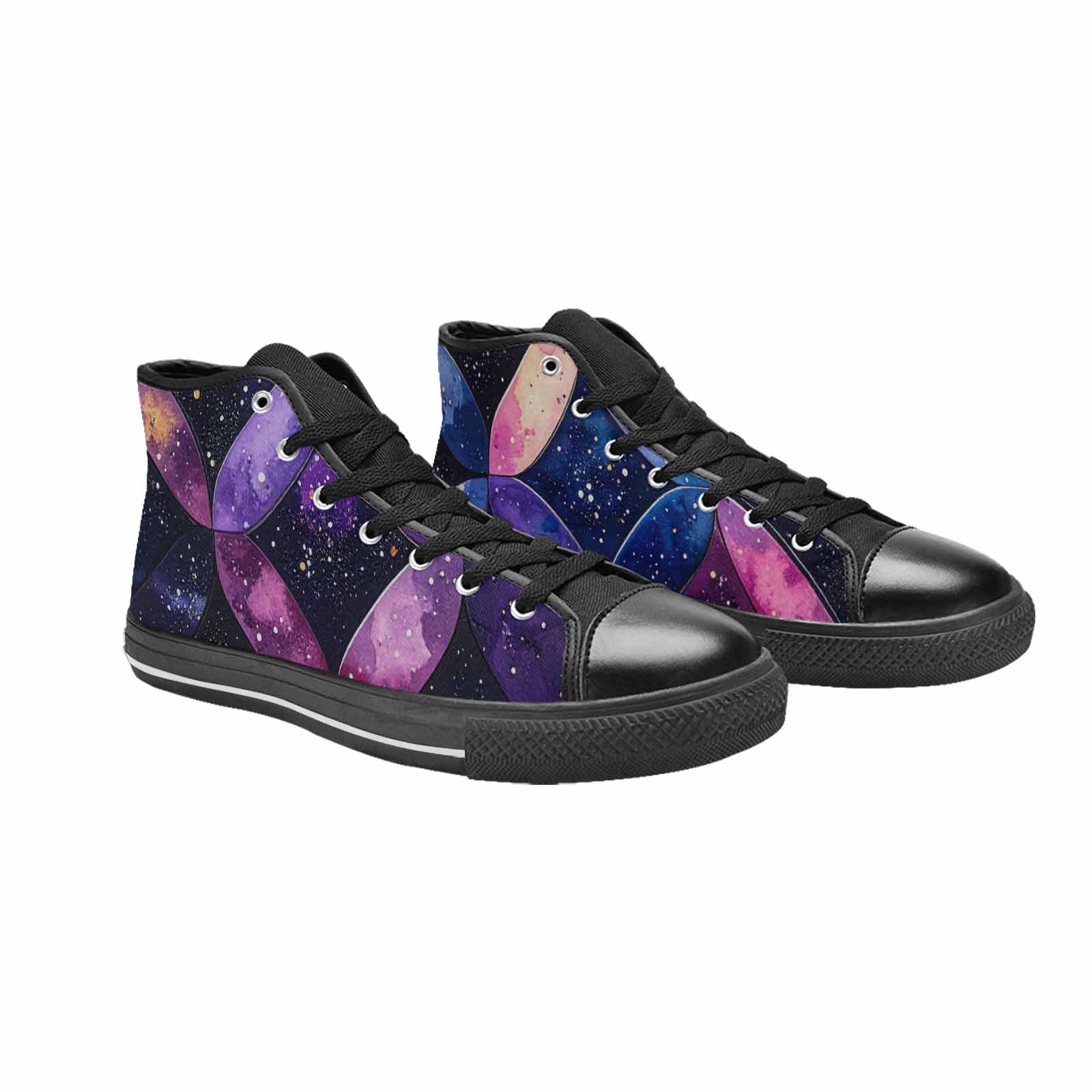 WOMEN'S Galaxy Stars Nebula High Top Canvas Vibrant Chaos Custom Shoes