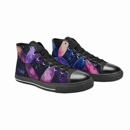 WOMEN'S Galaxy Stars Nebula High Top Canvas Vibrant Chaos Custom Shoes