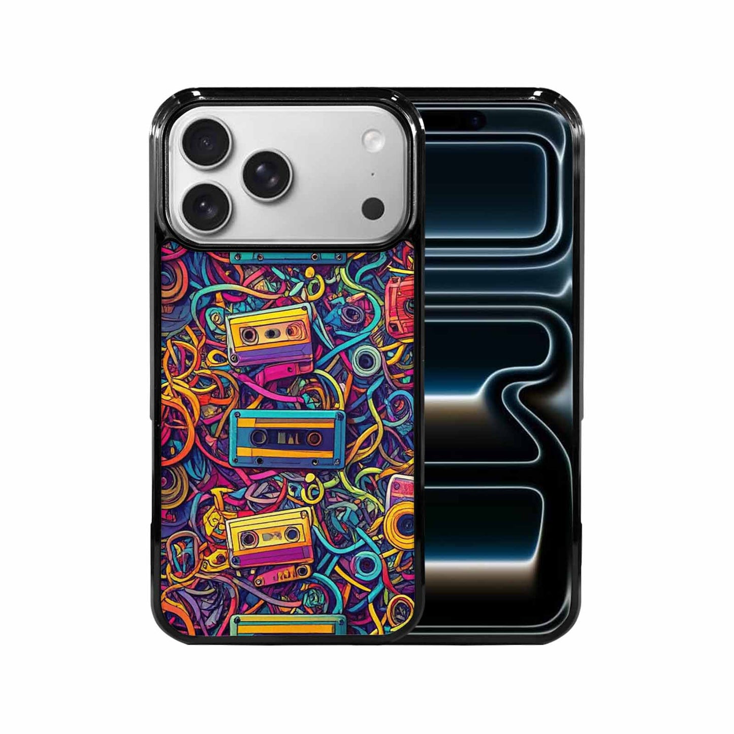 iPhone 17 Pro Max Case — Retro Cassette Tape Pattern Retro Vintage, Custom Printed Phone Case