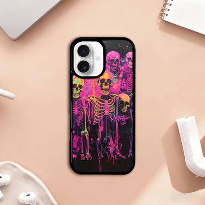 iPhone 17 Case — Skeletons Neon Pink Glowskelet Original Art, Personalized Phone Case
