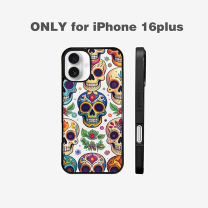 iPhone 16 Plus Case — Vibrant Skull Seamless, Custom Art Phone Cover