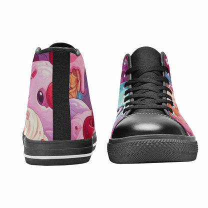 WOMEN'S Melting Icecream Monster Cherry High Top Canvas Surreal Custom Shoes