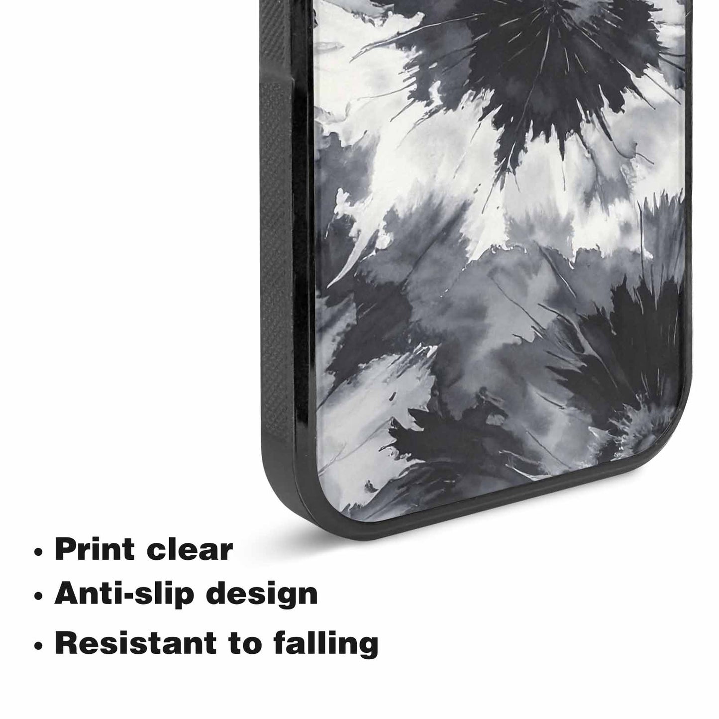 iPhone 15 Plus Case — Tie Dye Black And Gray Blended, Custom Art Phone Cover