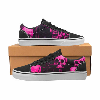 WOMEN'S Skeletons  Neon Pink Lace-Up Canvas Surreal Custom Shoes