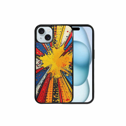 iPhone 15 Plus Case — Comic Halftone Comic Bursts Pattern Hundreds, Custom Made Phone Cover