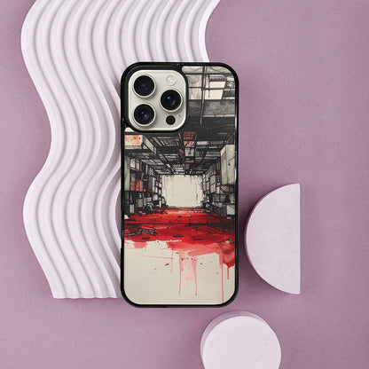 iPhone 16 Pro Max Case — Liminal Space Fragment Black Red Ink, Custom Art Phone Cover
