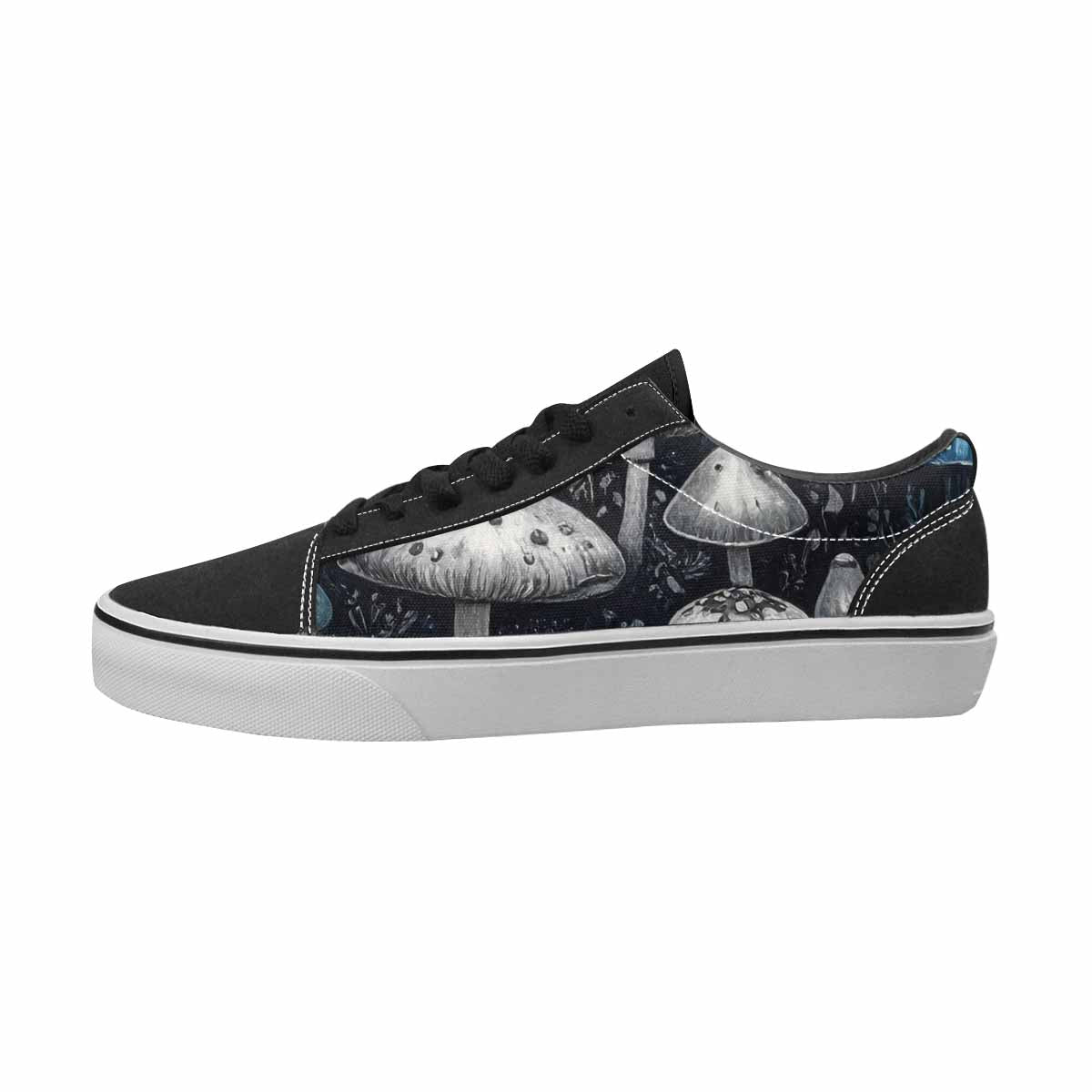 MEN'S Mushrooms Black & Blue Ink Canvas Original Design Kaleidoscope Custom Kicks