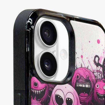 iPhone 16 Case — Monsters General Black Pink Ink Cartoon, Custom Art Phone Cover