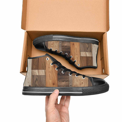 MEN'S Wood Grain Texture High Top Canvas Vivid Custom Sneakers