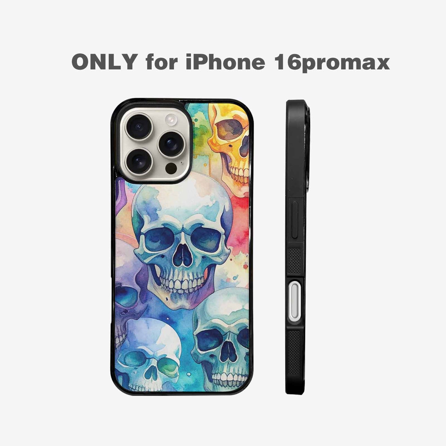 iPhone 16 Pro Max Case — Kulls Watercolor Skulls Small Skull Pattern, Custom Designed Case Cover