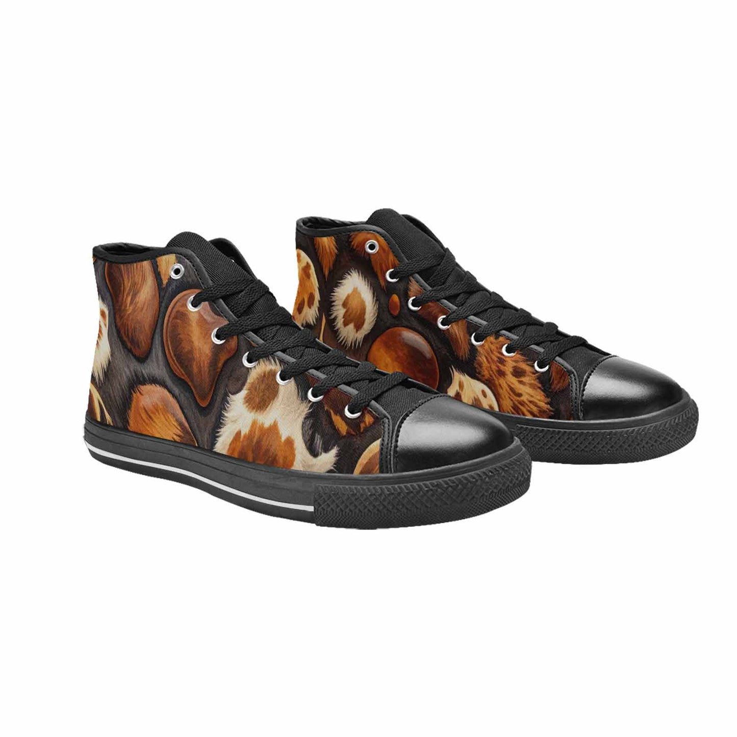 WOMEN'S Cow Animal Print High Top Canvas Surreal Shoes