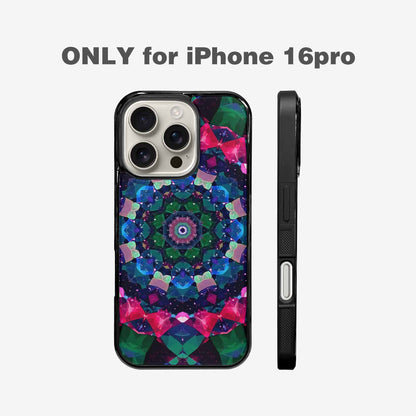 iPhone 16 Pro Case — Crystal Mandala Art Seamless Pattern Vibrant, Custom Printed Phone Case