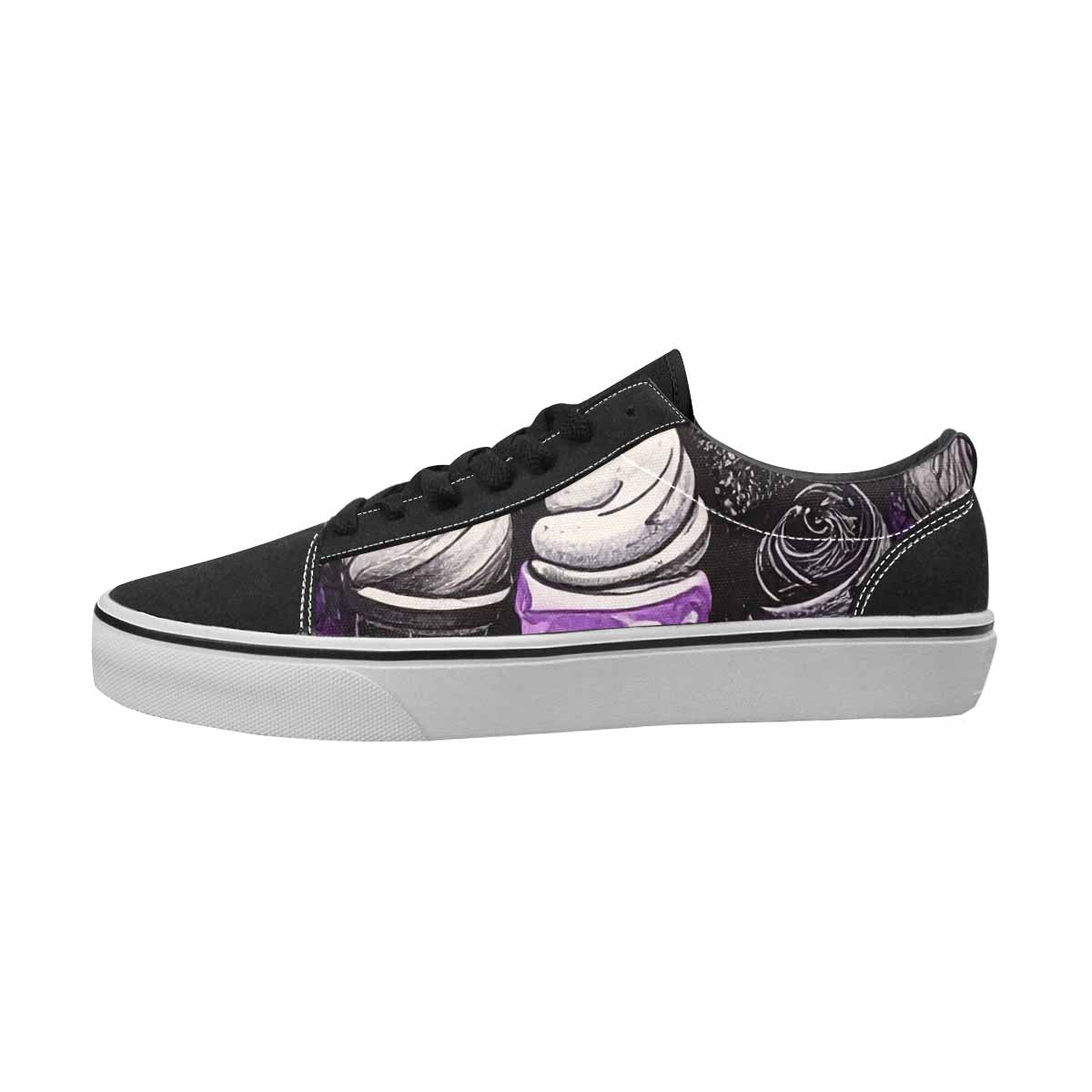 WOMEN'S Ice Cream Black & Purple Ink Canvas Personalized Neon Fantasy Custom Kicks