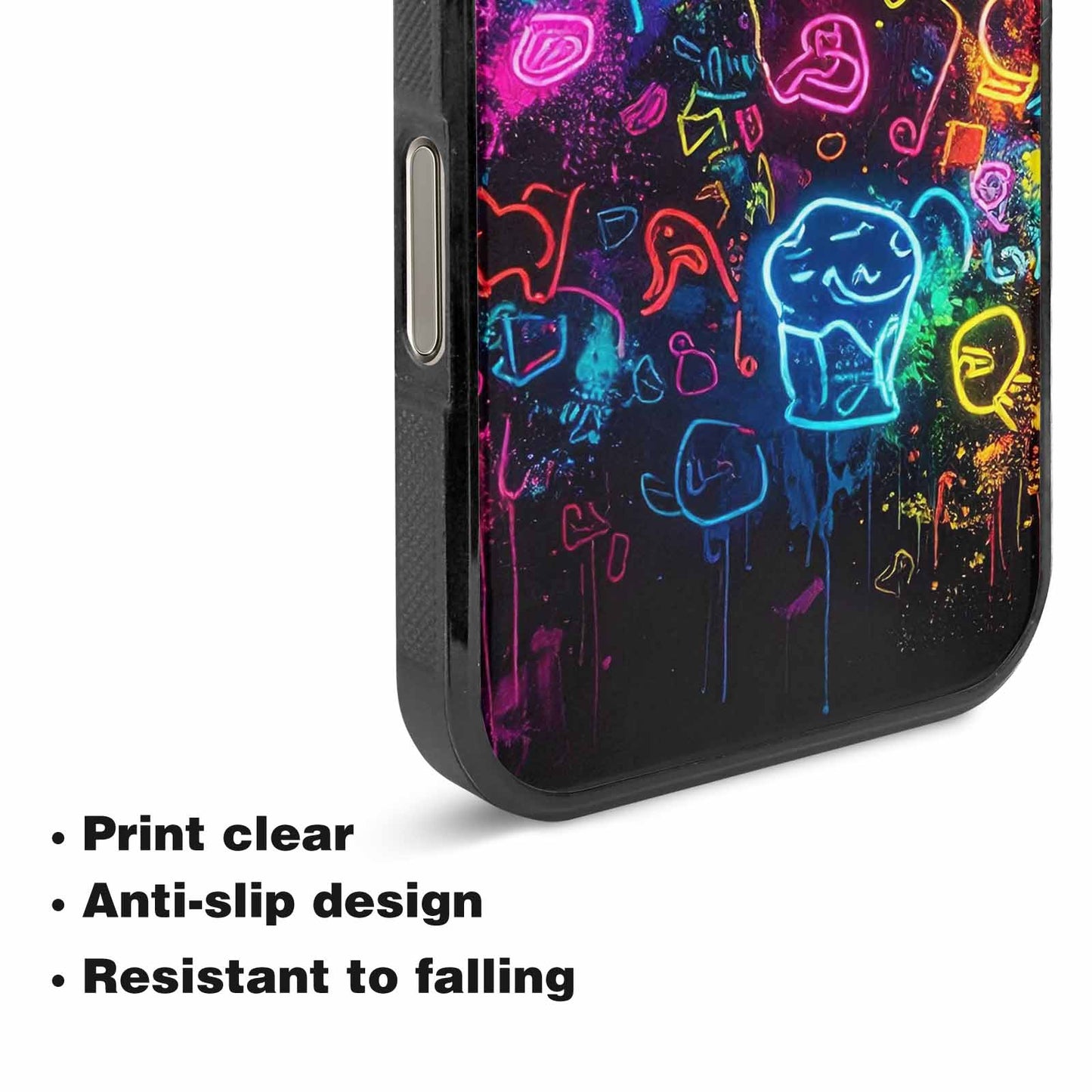 iPhone 16 Pro Case — Neon Glow Outline Icon Pattern Hundreds, Custom Made Phone Cover
