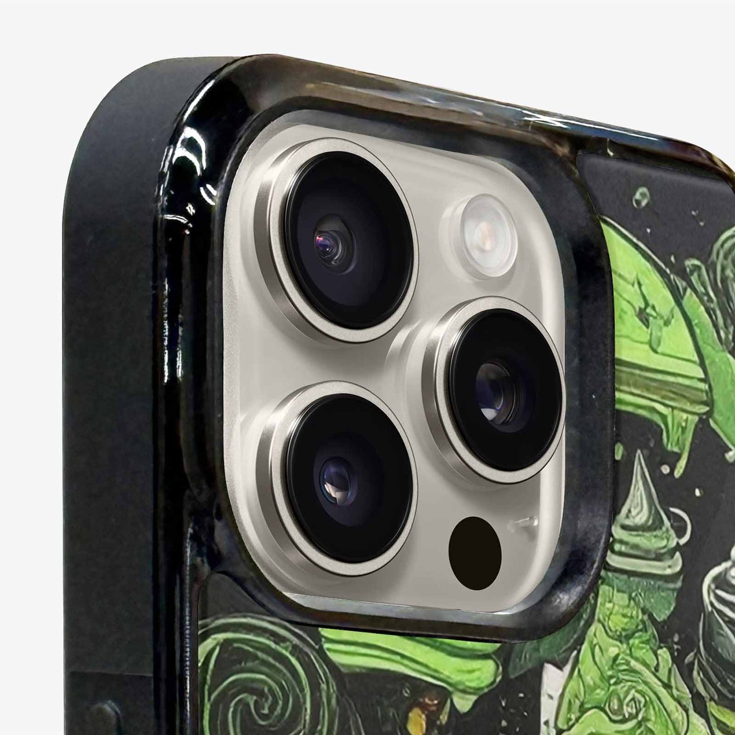 iPhone 16 Pro Max Case — Ice Cream Motif Black Green Ink, Custom Designed Case Cover