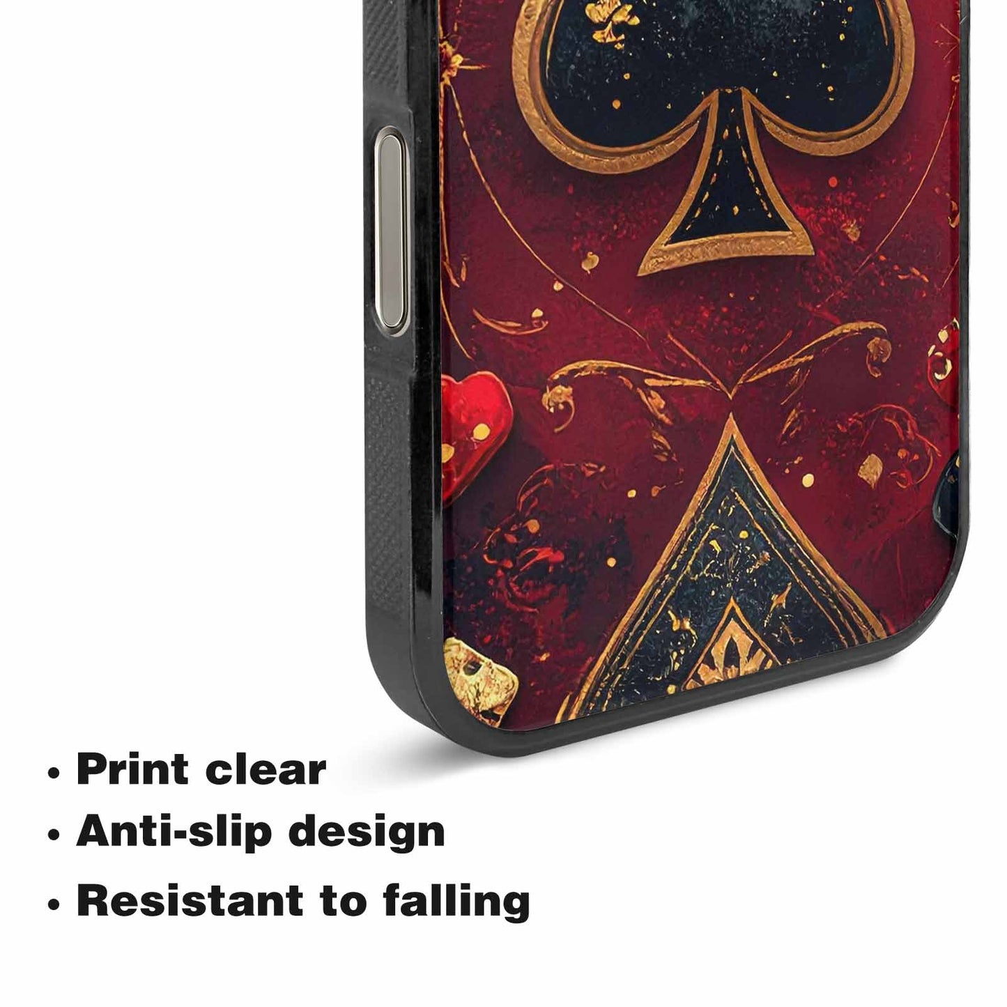 iPhone 16 Pro Max Case — Playing Card Suits Pattern Poker Chips, Unique Phone Case Design