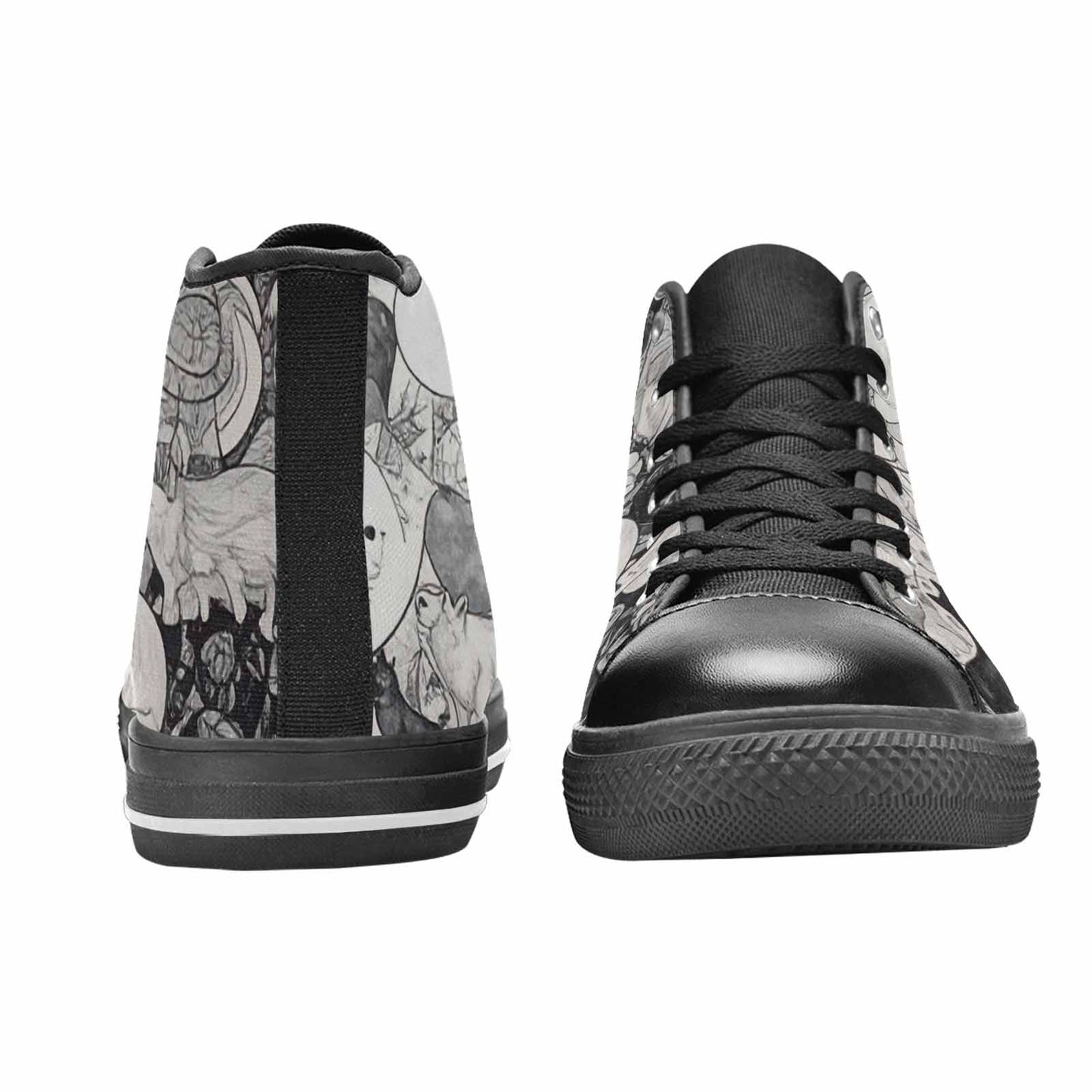 MEN'S Wolves Everywhere Collage High Top Canvas Wallpaper Art Sneakers