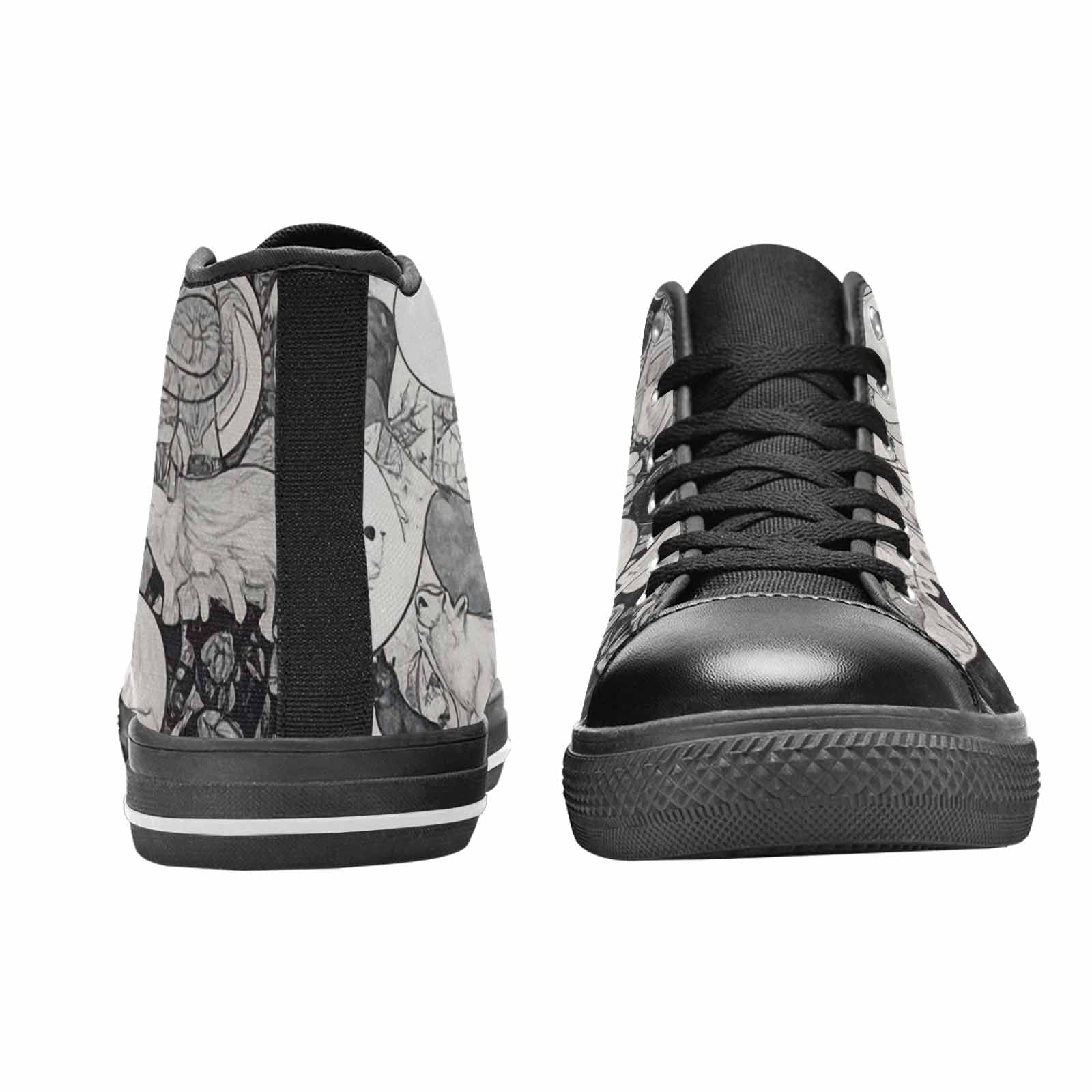 MEN'S Wolves Everywhere Collage High Top Canvas Wallpaper Art Sneakers