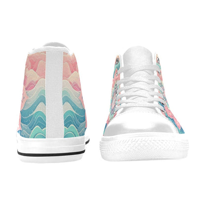 KIDS' Firefly_Pastel Wave Mandala High Top Canvas Wallpaper Art Custom Shoes