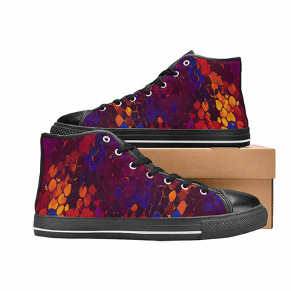 WOMEN'S Dark Snake Print High Top Canvas Y2K Custom Sneakers