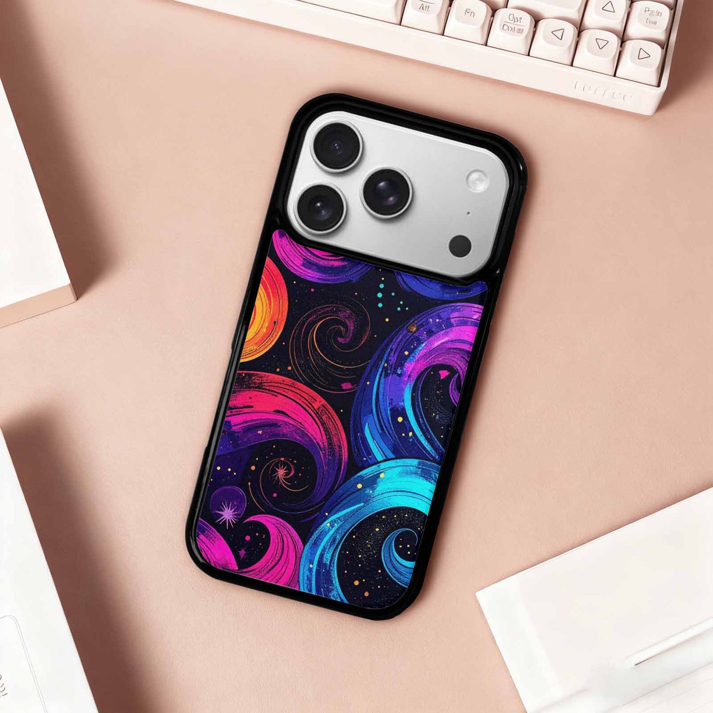 iPhone 17 Pro Case — Rose Galaxy Art Seamless Pattern Galaxy, Customized Protective Case