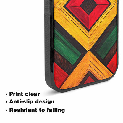 iPhone 15 Plus Case — African Kente Cloth Inspired Pattern Geometric, Custom Phone Case