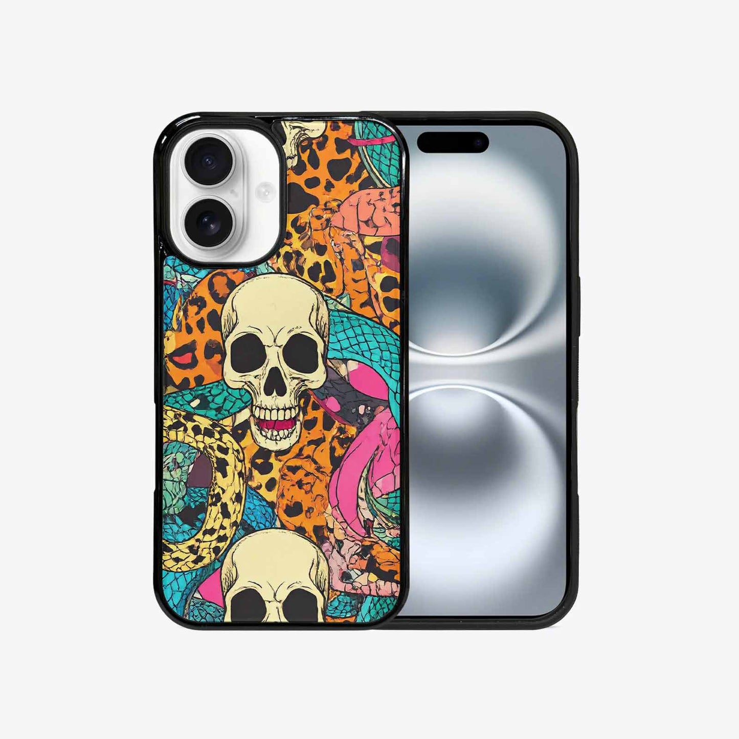 iPhone 16 Case — Snake Print Skull Custom, Custom Print Case Cover