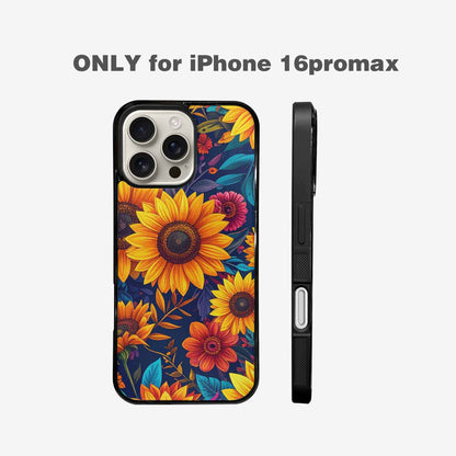 iPhone 16 Pro Max Case — Sunflower Skulls Print Custom, Custom Art Phone Cover