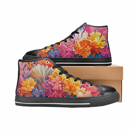 MEN'S Fish Scale Coral High Top Canvas Vivid Shoes