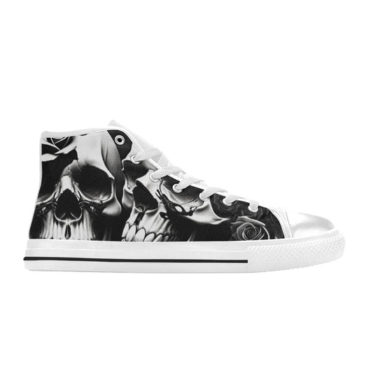 MEN'S Greyscale Style Skulls Roses High Top Canvas Dreamcore Sneakers
