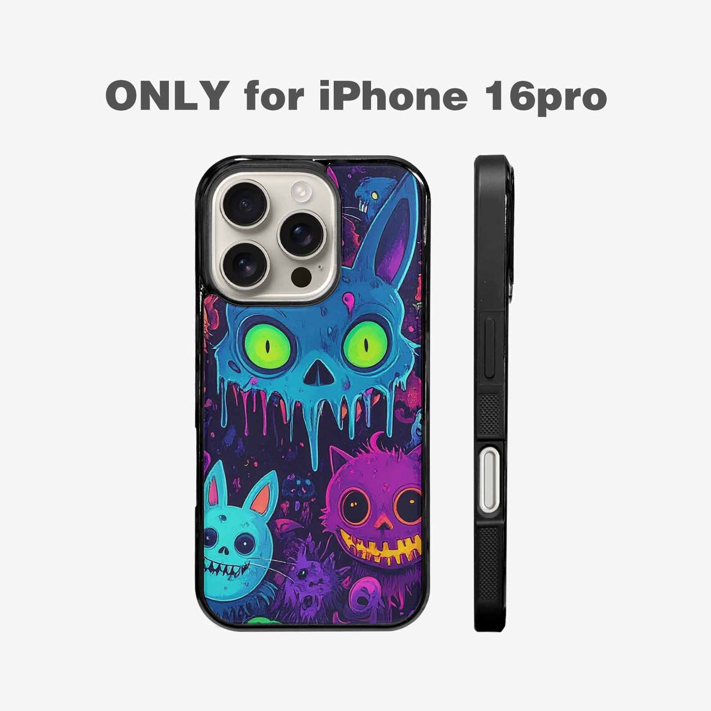 iPhone 16 Pro Case — Mixed Toxic Glow Creature Pattern Hundreds, Custom Print Case Cover