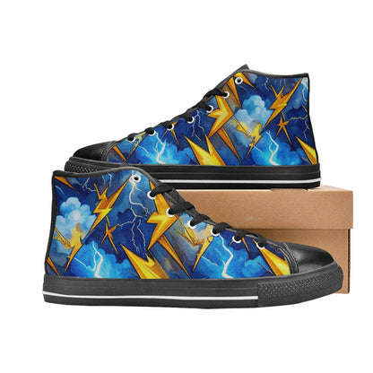 WOMEN'S Lightning Bolt High Top Canvas Grunge Custom Shoes