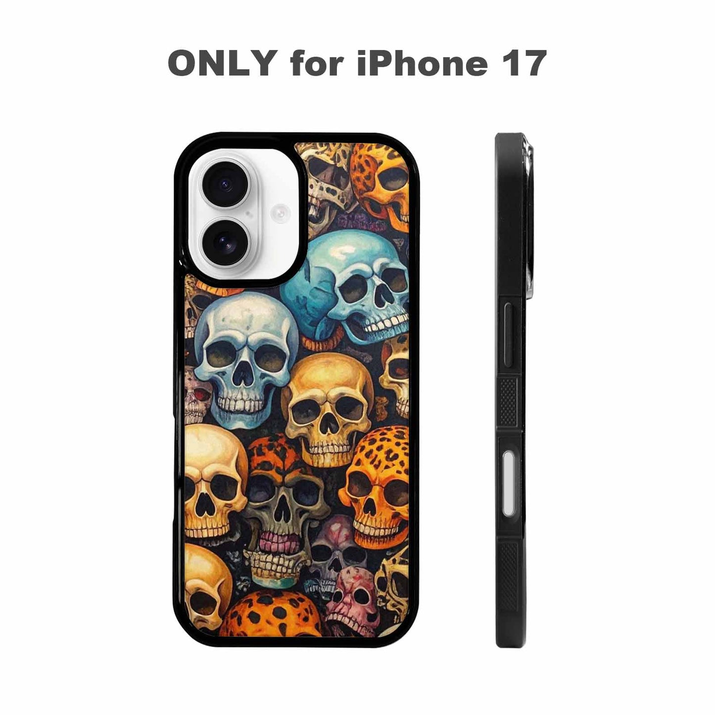 iPhone 17 Case — Skulls Pattern Hundreds Of Gothic Skulls, Custom Printed Phone Case