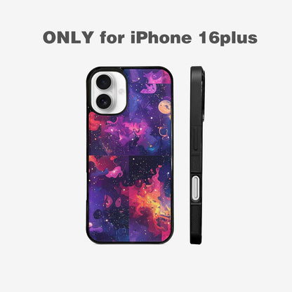 iPhone 16 Plus Case — Cosmic Creature And Object Mashup Pattern, Custom Made Phone Cover