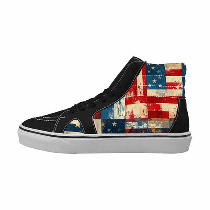 WOMEN'S American Flag Stars High Top Canvas Vivid Custom Sneakers