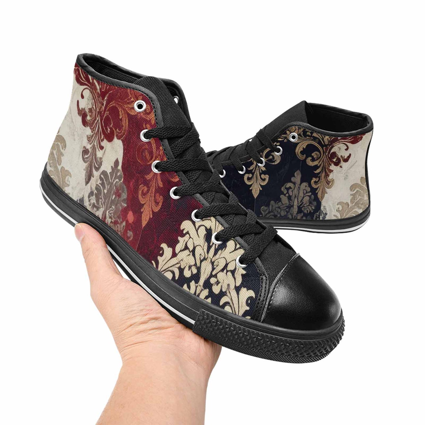 MEN'S Damask Ornamental Wallpaper High Top Canvas Dark Academia Sneakers