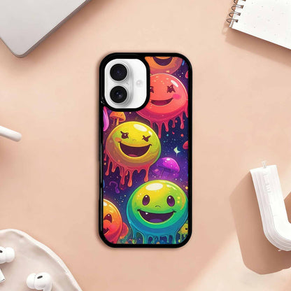 iPhone 17 Case — Melting Rainbow Smiley Faces Original Art, Custom Phone Case