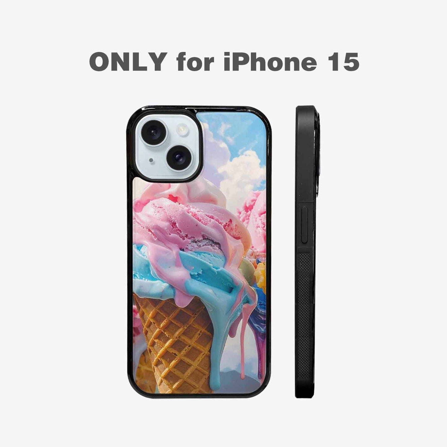 iPhone 15 Case — Collage Of Overlapping Waffle Cone Icecream, Customized Protective Case
