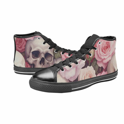 WOMEN'S Skulls Roses Soft Airbrush High Top Canvas Cottagecore Shoes