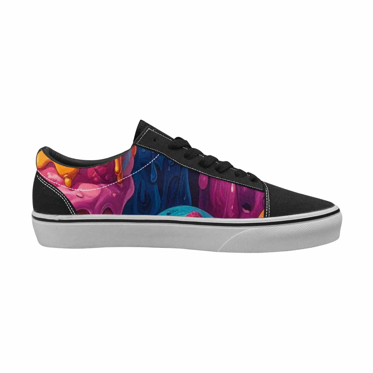 WOMEN'S Melting Ice Cream Monster Lace-Up Canvas Wallpaper Art Sneakers