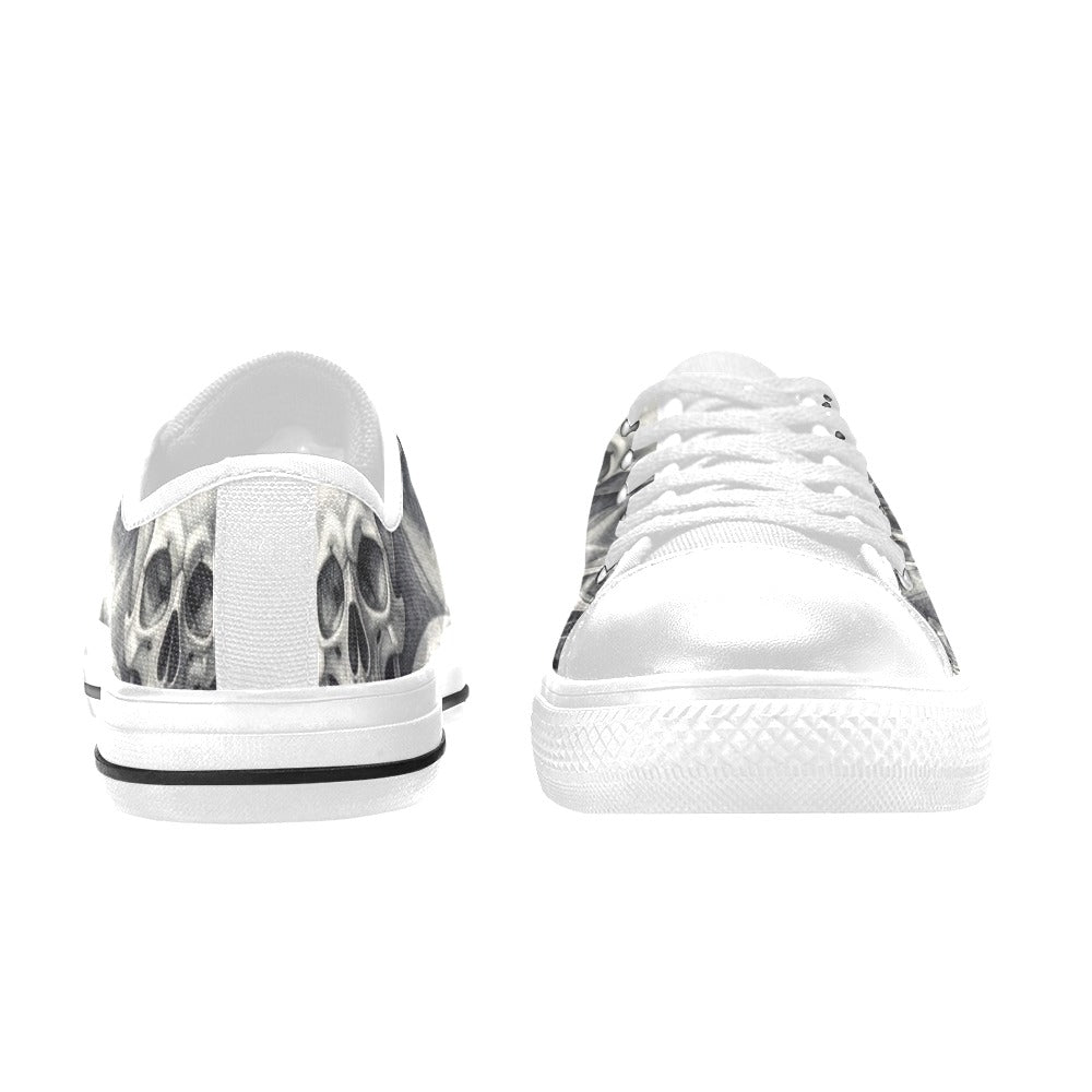 WOMEN'S Hyper Realistic Skull Low Top Canvas Neon Fantasy Custom Sneakers