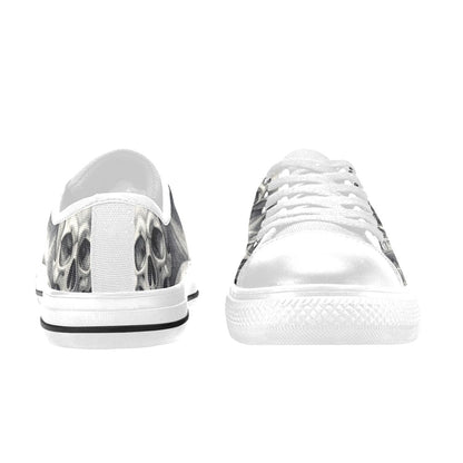 WOMEN'S Hyper Realistic Skull Low Top Canvas Neon Fantasy Custom Sneakers