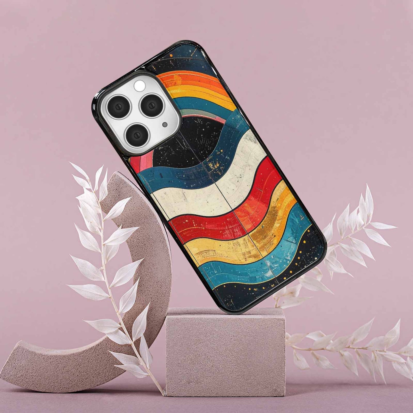iPhone 15 Pro Max Case — Retro Wave Scallop Stripe Small Lma, Custom Designed Case Cover