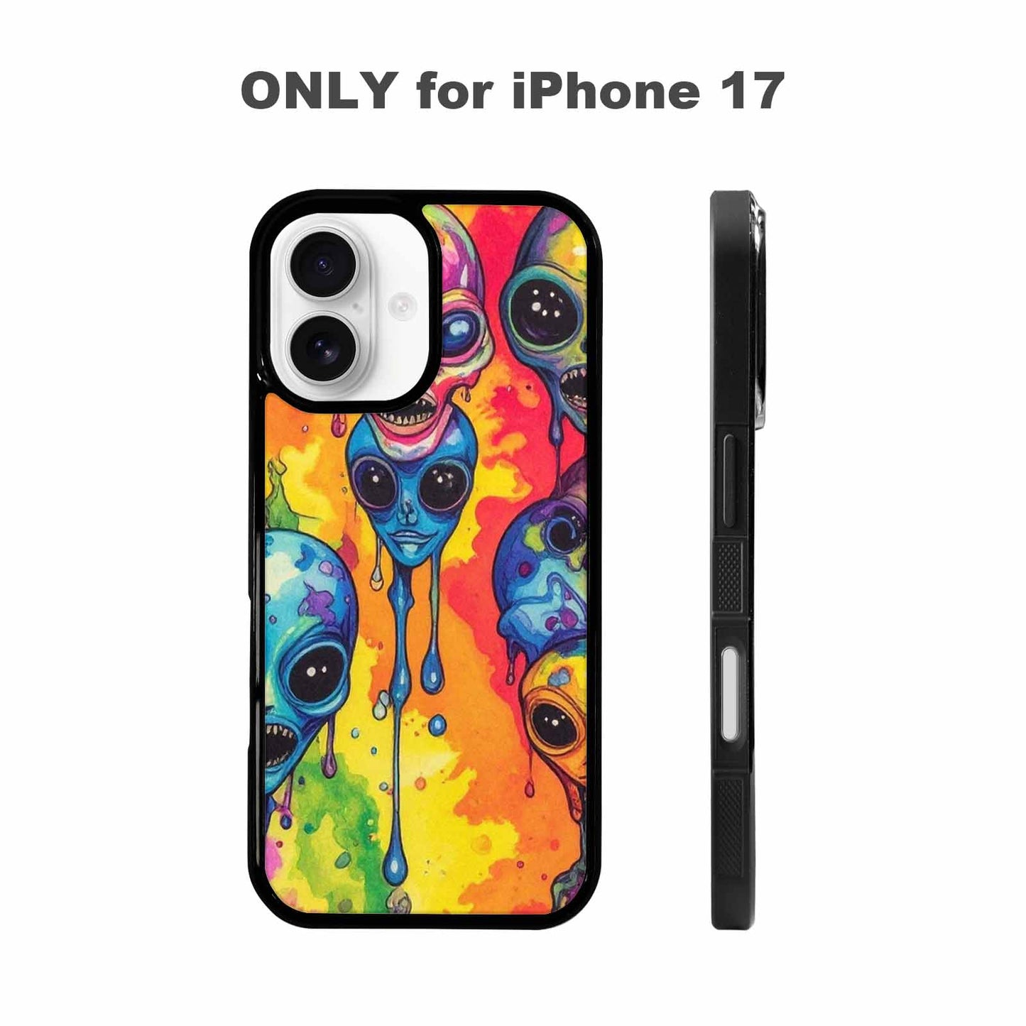 iPhone 17 Case — Melting Aliens Pattern Alien Scifi, Unique Phone Case Design