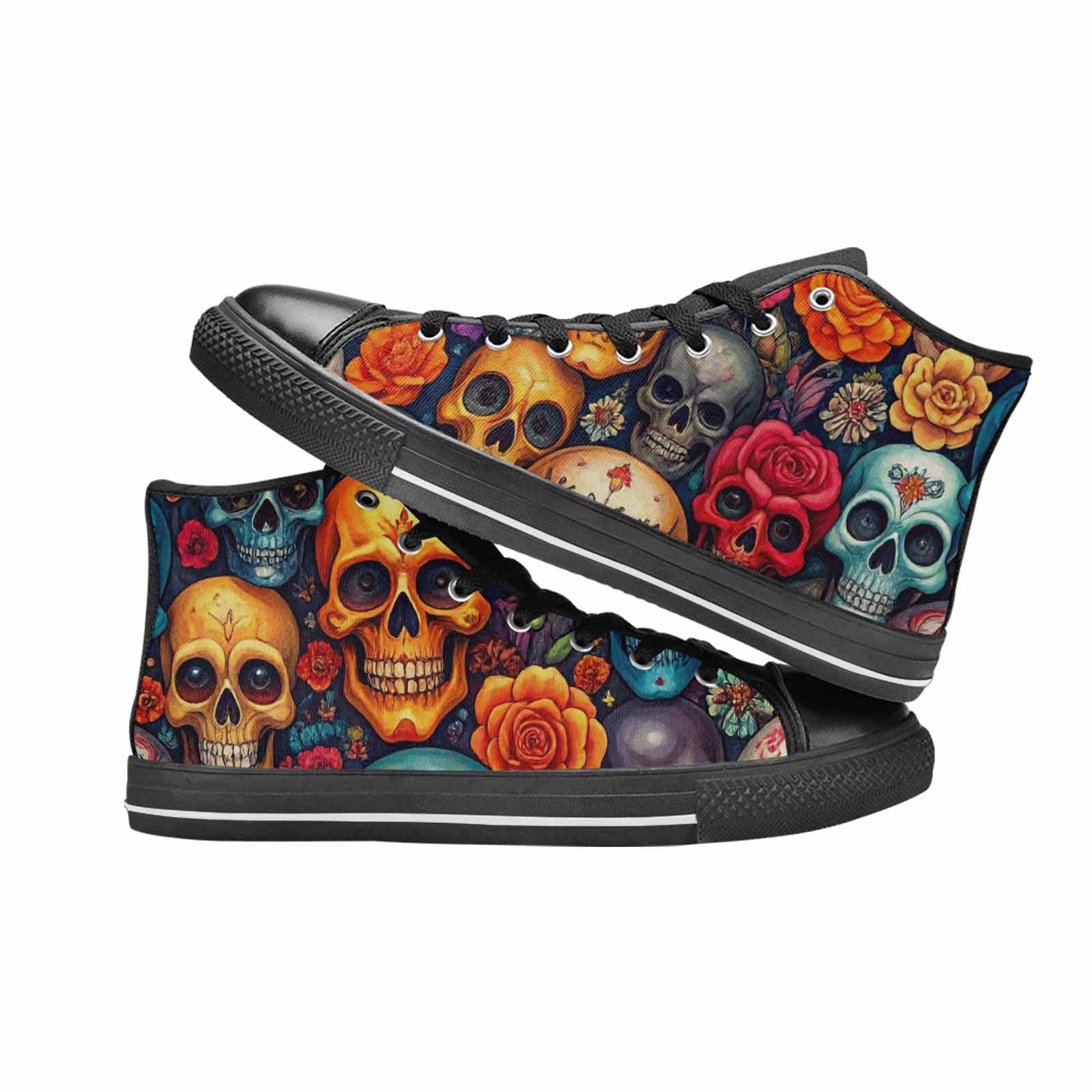 WOMEN'S Skull High Top Canvas Y2K Custom Sneakers