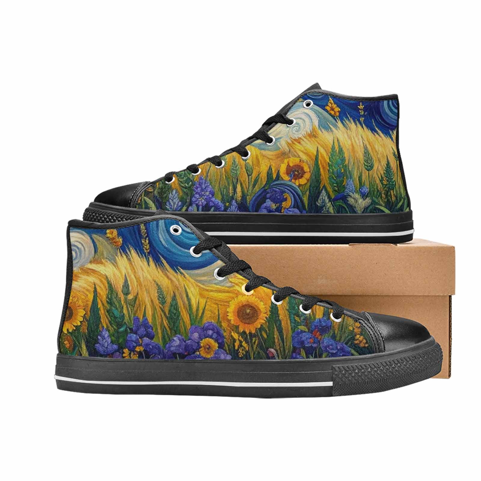 MEN'S Van Gogh-Style Swirl High Top Canvas Cottagecore Custom Shoes