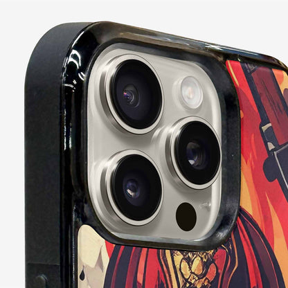 iPhone 16 Pro Case — Firefighter Pattern Flames Axes Helmets Seamless, Customized Protective Case