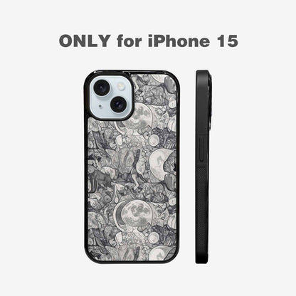 iPhone 15 Case — Wolves Everywhere Collage Overlap Small Wolf, Customized Protective Case