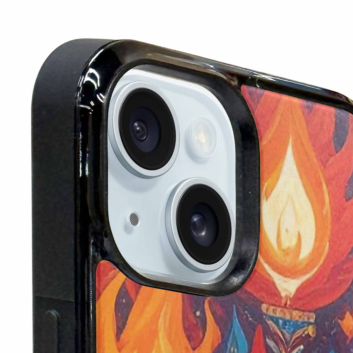 iPhone 15 Plus Case — Flame Burst Full Color Vibrant Flame, Original Design Phone Case