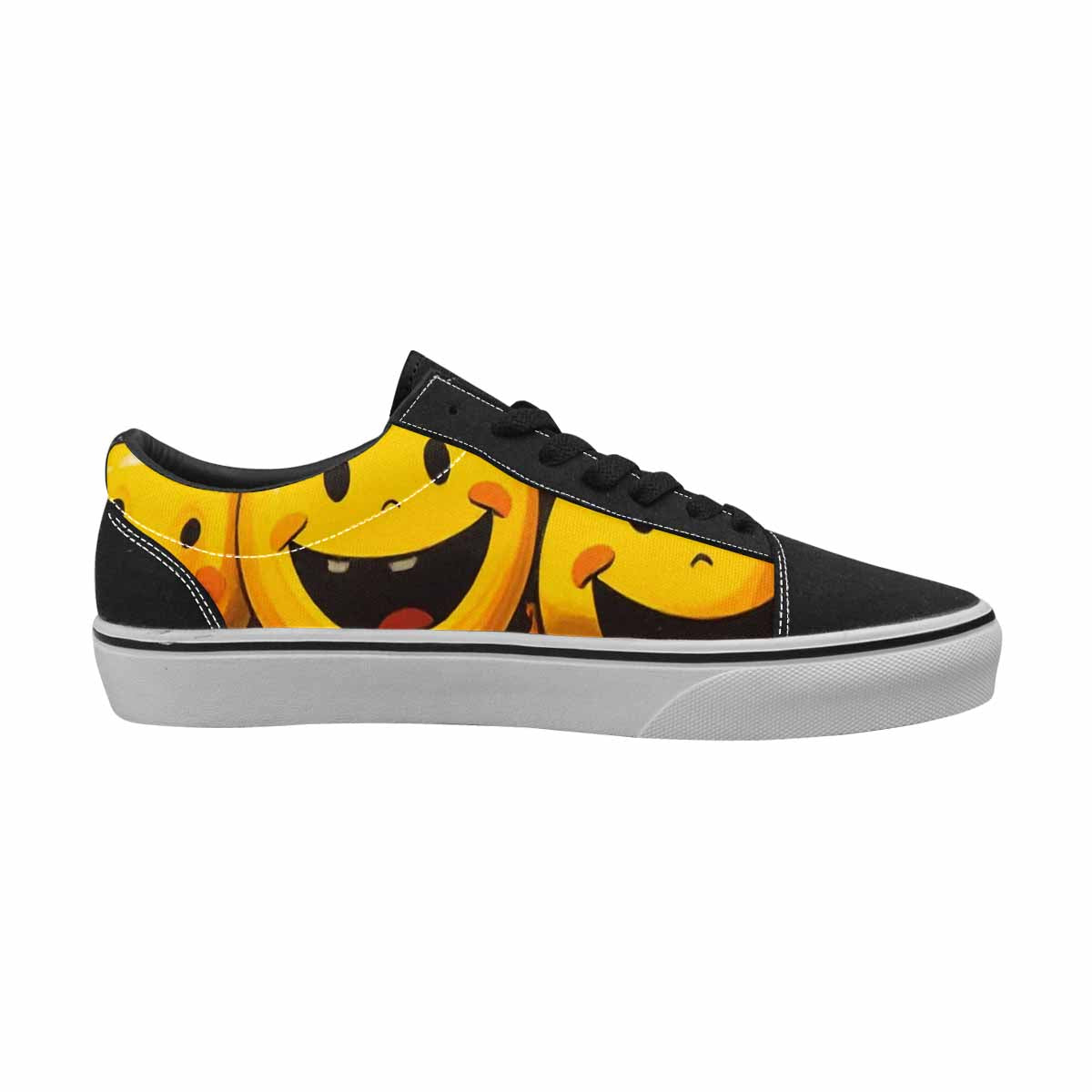 WOMEN'S Melting Moon Smiley — Lace-Up Canvas Melting Art Sneakers